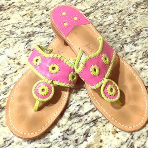 Jack Rodgers Pink and Green Sandals- Size 11